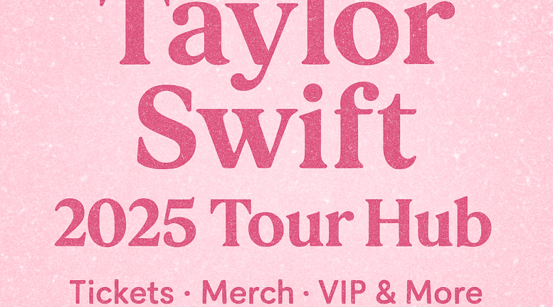 Taylor Swift 2025 Tour Hub Banner with pastel colors and concert elements